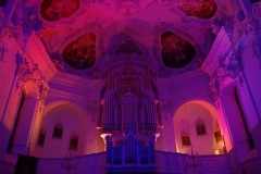 Beleuchtung der Witzighausener Wallfahrtskirche beim Jugendgottesdienst